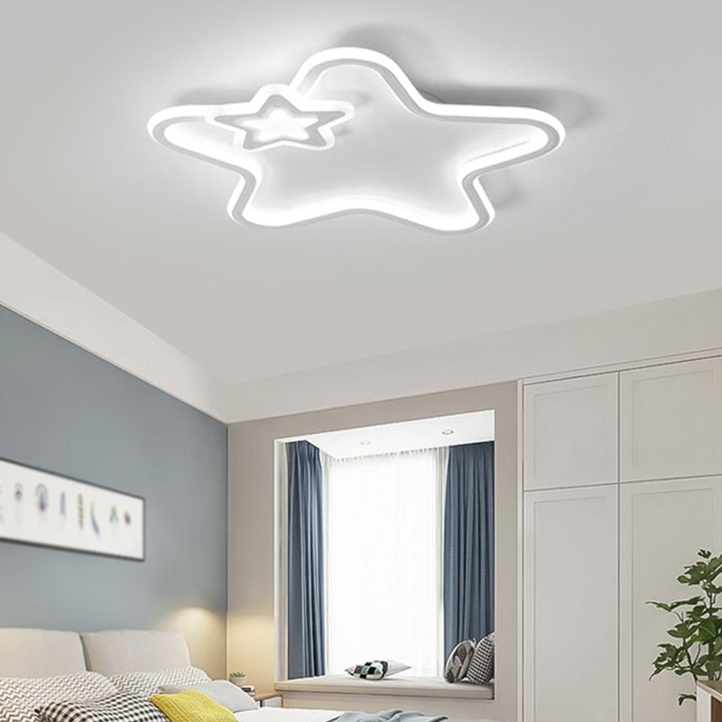 Metal Star Shape Flush Ceiling Light Kid Style 2 Lights Flush Ceiling Light Fixtures