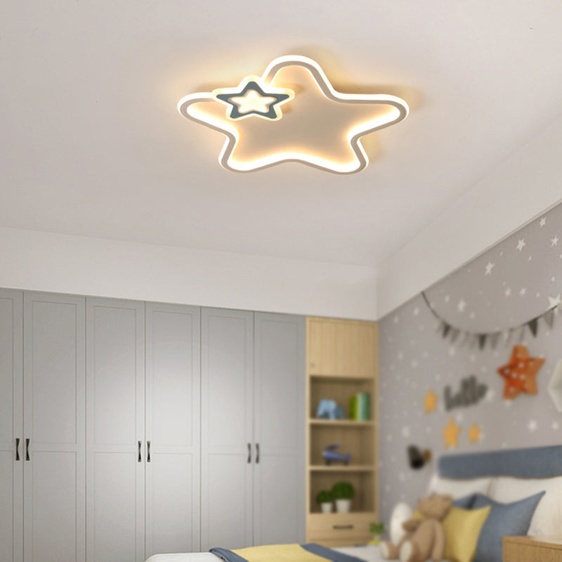 Metal Star Shape Flush Ceiling Light Kid Style 2 Lights Flush Ceiling Light Fixtures