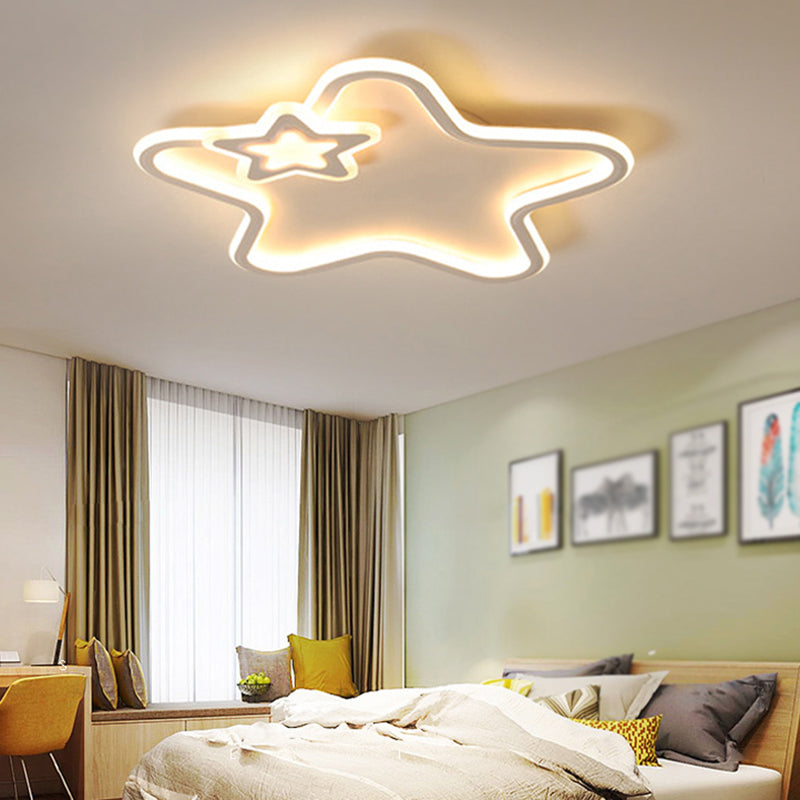 Metal Star Shape Flush Ceiling Light Kid Style 2 Lights Flush Ceiling Light Fixtures