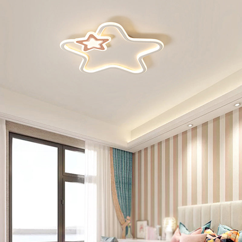 Metal Star Shape Flush Ceiling Light Kid Style 2 Lights Flush Ceiling Light Fixtures