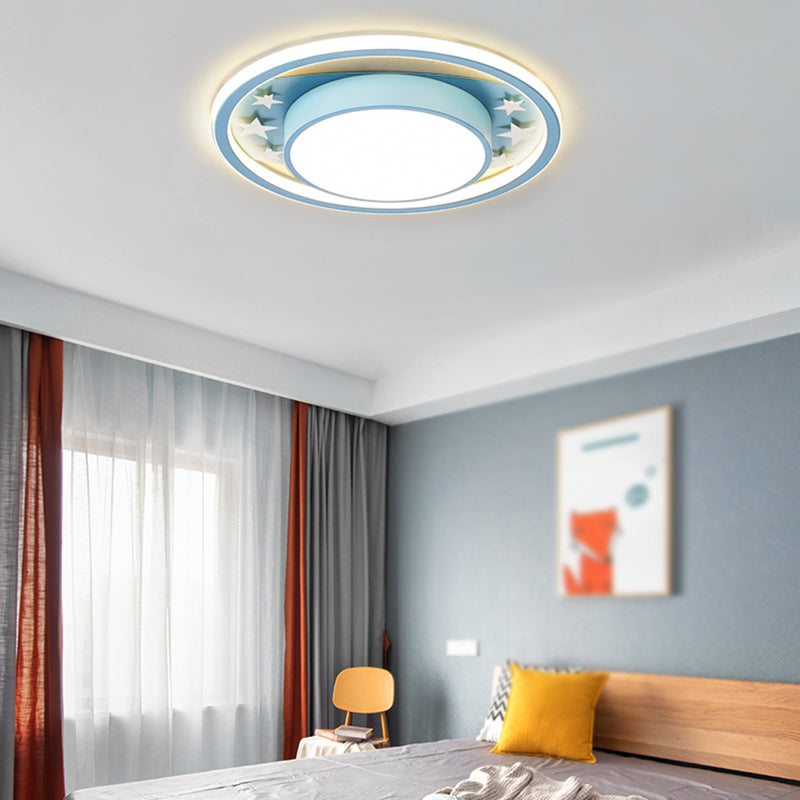 Modern Style Round Shade Ceiling Light Fixtures Metal 2 Light Ceiling Mounted Lights