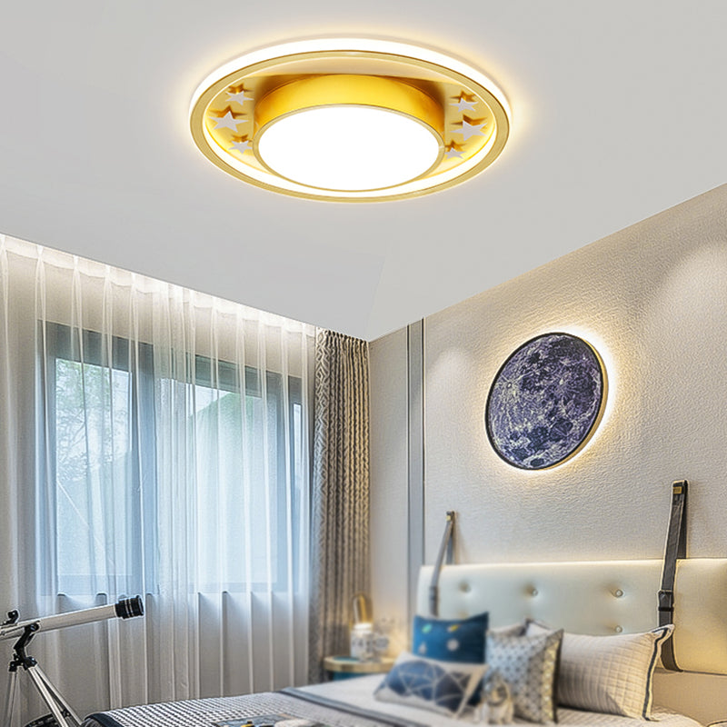 Modern Style Round Shade Ceiling Light Fixtures Metal 2 Light Ceiling Mounted Lights