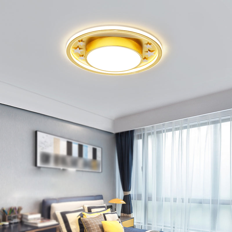 Modern Style Round Shade Ceiling Light Fixtures Metal 2 Light Ceiling Mounted Lights