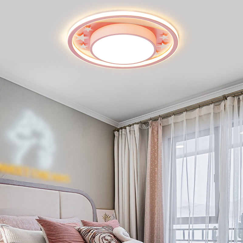 Modern Style Round Shade Ceiling Light Fixtures Metal 2 Light Ceiling Mounted Lights