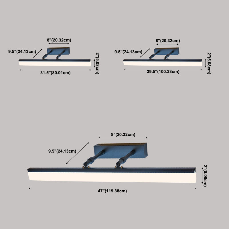 Modern Simple Metal Vanity Light Rectangle Shape Scalable LED Vanity Lamp for Shower Room