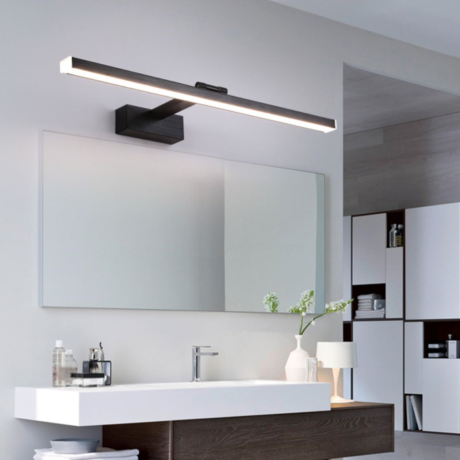 Strip Shape Vanity Light Postmodern LED Mirror Front Light with Acrylic Shade for Bathroom