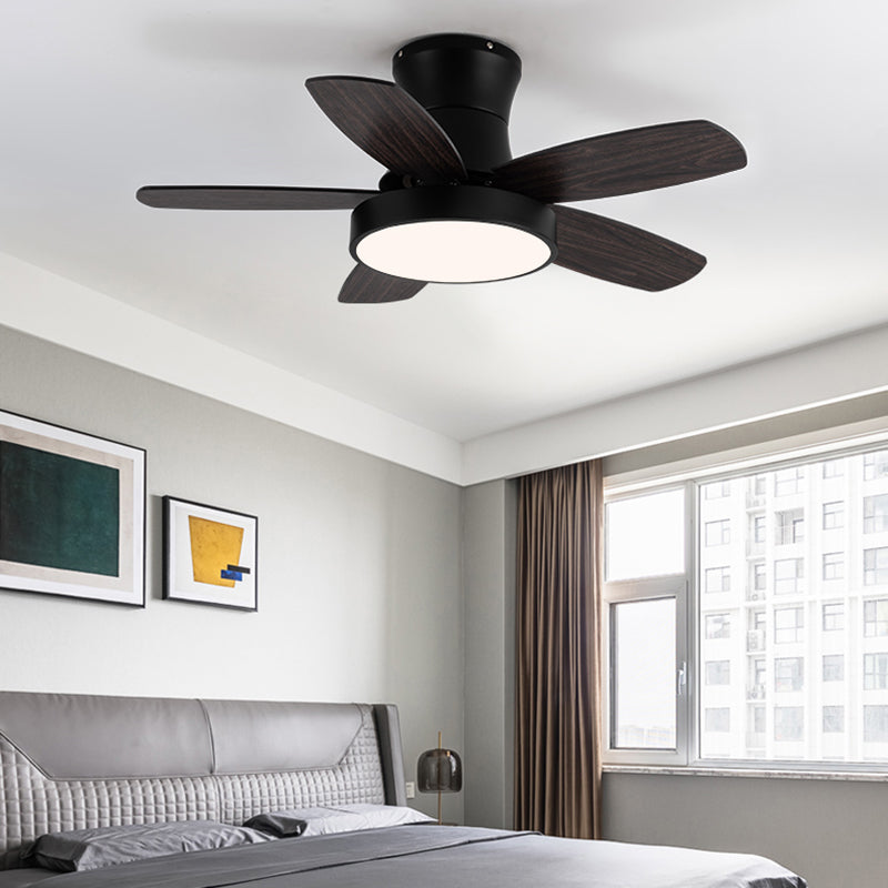 Round Ceiling Fan Light Kids Style Metal Single Light LED Flush Light for Bedroom