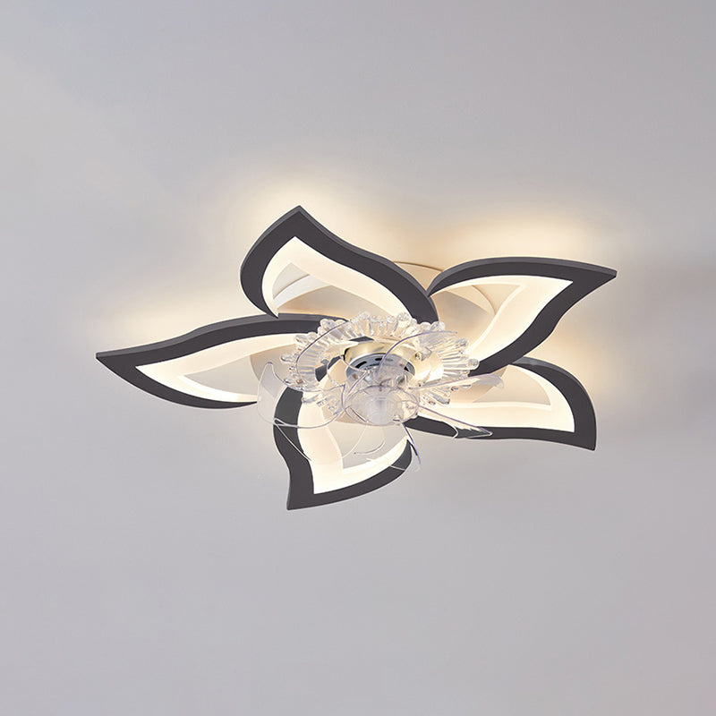 Modern Style Ceiling Fan Lamp LED Ceiling Mount Light with Acrylic Shade for Bedroom