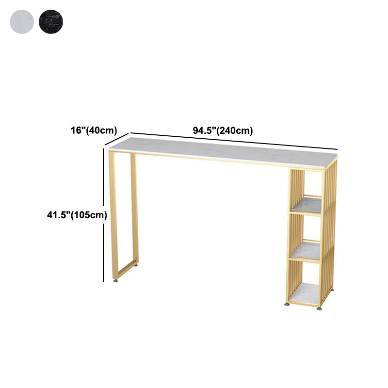 Glam Style Bar Table Artificial Marble Pub Table with Shelf for Living Room, Only Table