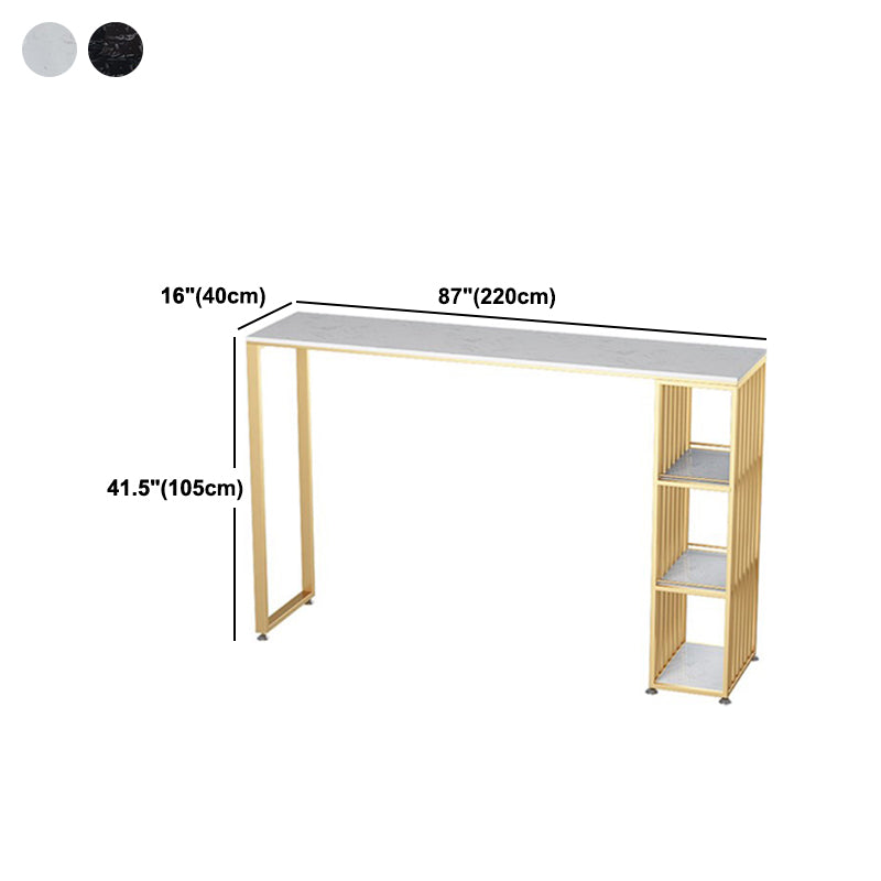 Glam Style Bar Table Artificial Marble Pub Table with Shelf for Living Room, Only Table