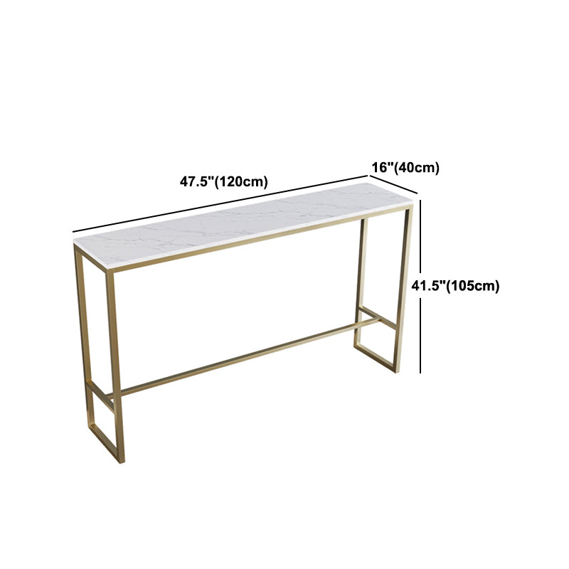 Stone Bar Dining Table Glam Rectangle Bar Table with Trestle Pedestal for Dining Room