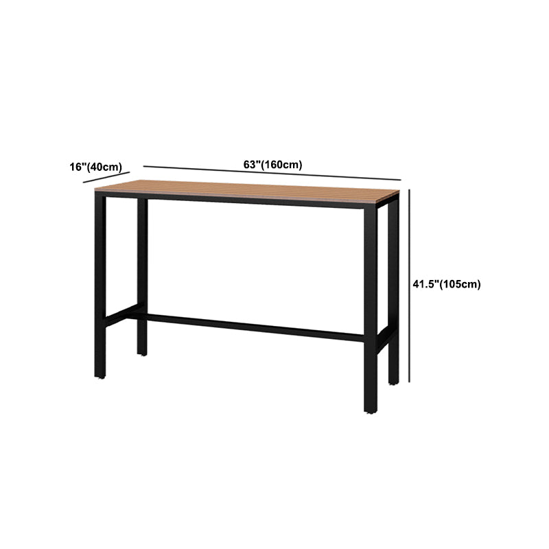 Wood Bar Dining Table Industrial Rectangle Bar Table with Trestle for Milk Tea Shop