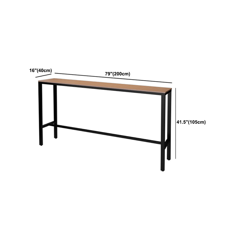 Wood Bar Dining Table Industrial Rectangle Bar Table with Trestle for Milk Tea Shop