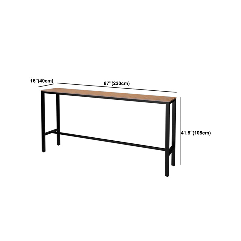 Wood Bar Dining Table Industrial Rectangle Bar Table with Trestle for Milk Tea Shop