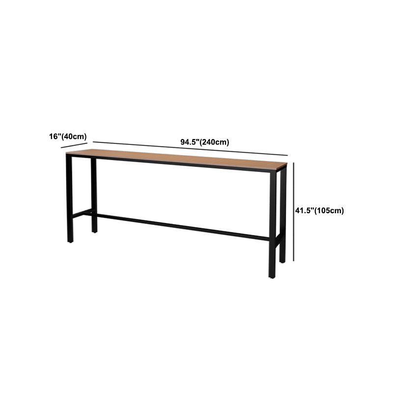 Wood Bar Dining Table Industrial Rectangle Bar Table with Trestle for Milk Tea Shop