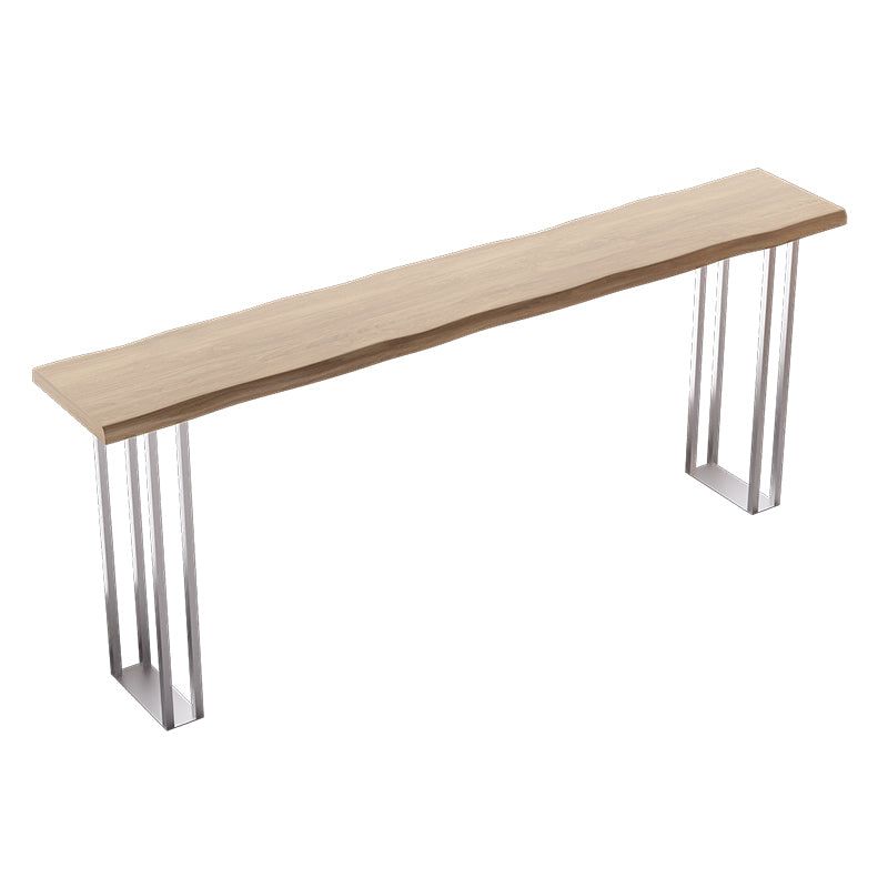 Pine Wood Bar Dining Table Modern Rectangle Bar Table with Double Pedestal for Balcony