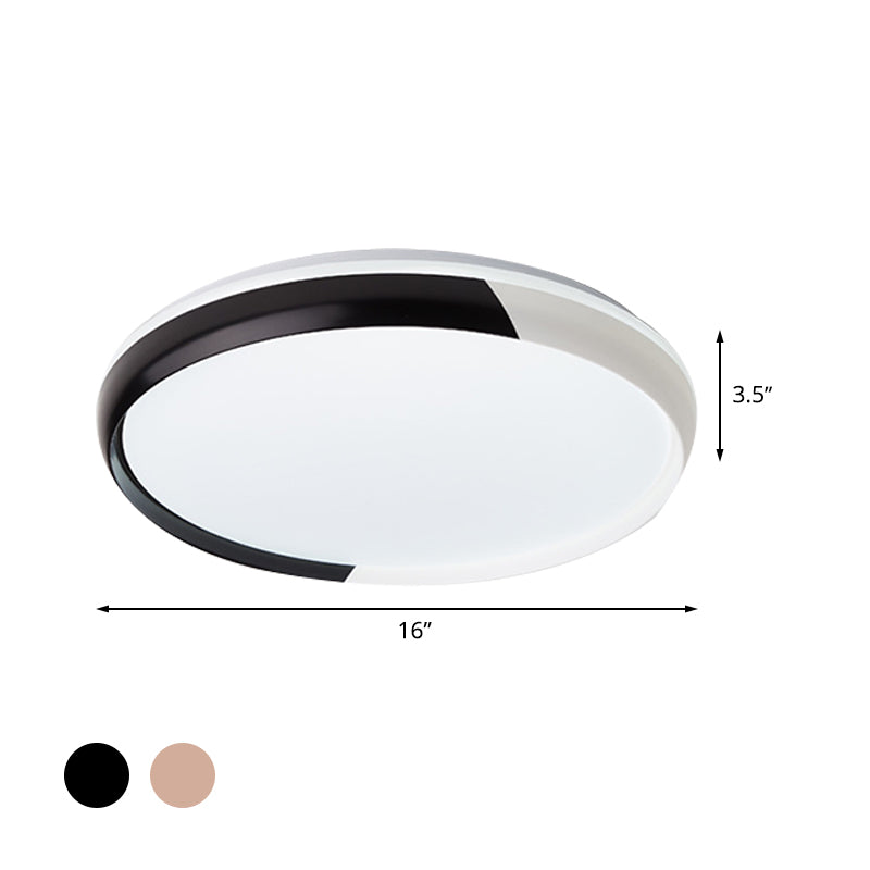 Ronde Acryl Flush Light Fixture Modernist Zwart/Rose Goud LED Flush Mount Plafond Lamp voor Slaapkamer