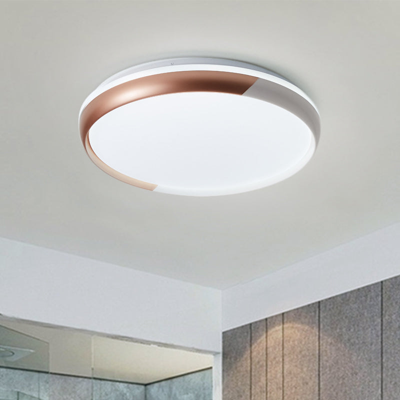 Round Acrylic Flush Light Fixture Modernist Black/Rose Gold LED Flush Mount Ceiling Lamp for Bedroom