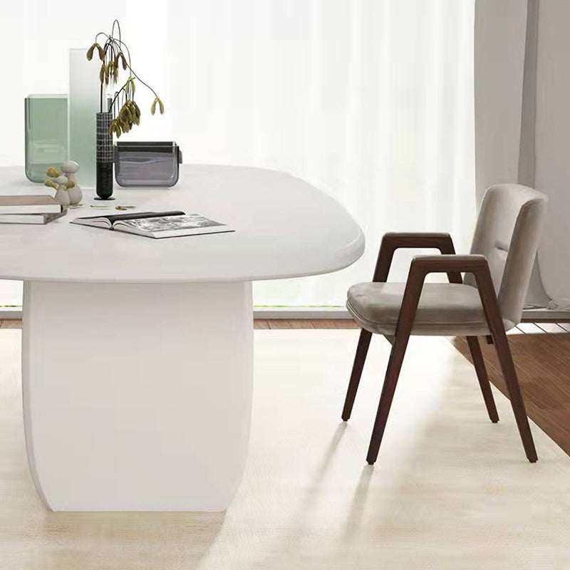 Modern Solid Wood Table for Restaurant Rectangle White Dining Table with Double Pedestal
