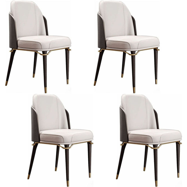 Armless Dining Chairs Glam Faux Leather Side Chairs for Dining Room