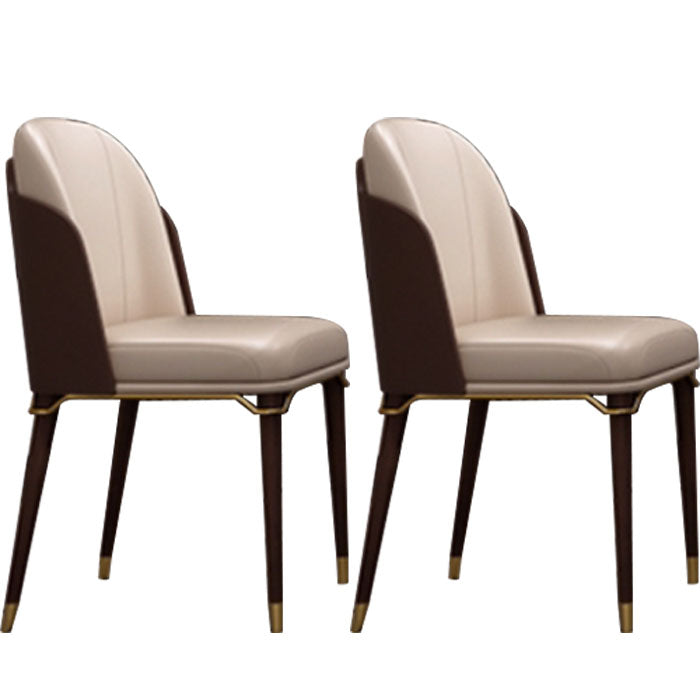 Armless Dining Chairs Glam Faux Leather Side Chairs for Dining Room