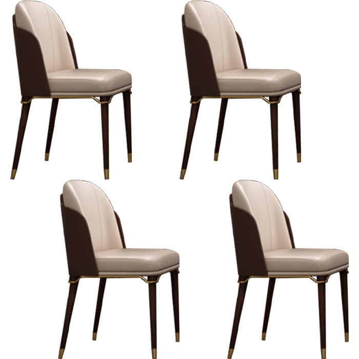 Armless Dining Chairs Glam Faux Leather Side Chairs for Dining Room