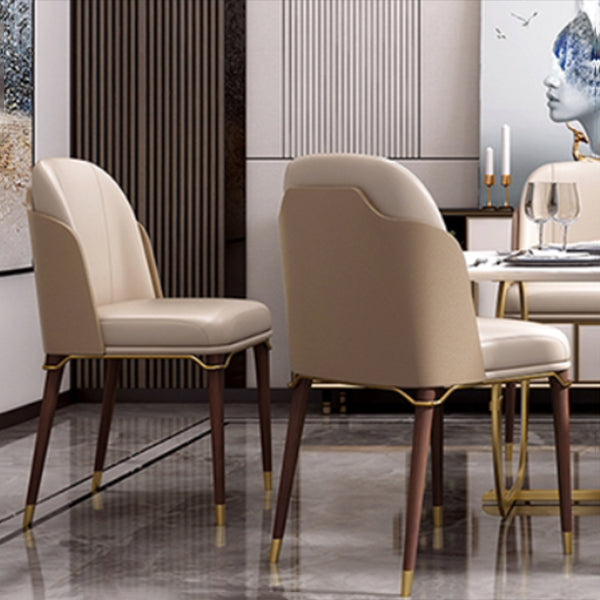 Armless Dining Chairs Glam Faux Leather Side Chairs for Dining Room