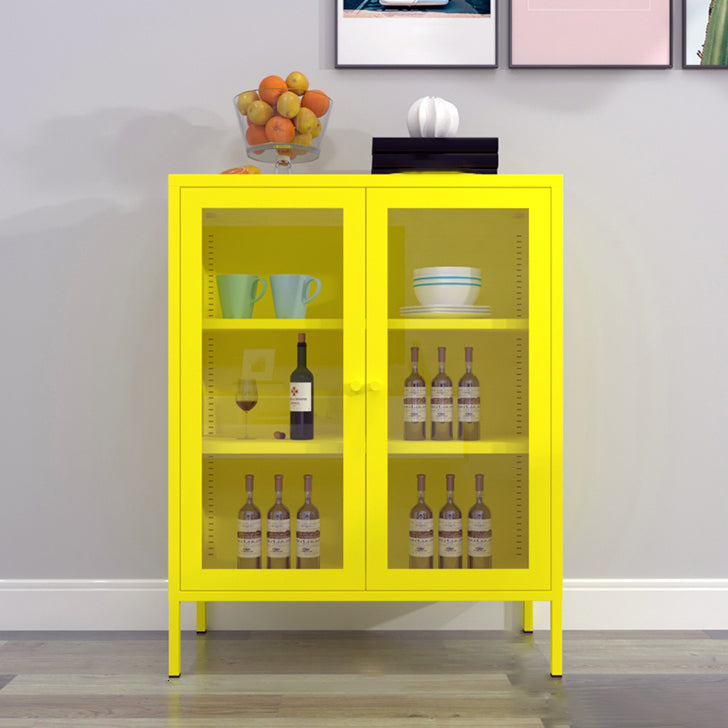 Door Steel Sideboard Modern Server Cabinet with Storage for Dining Room