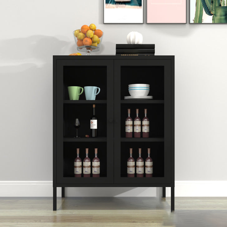 Door Steel Sideboard Modern Server Cabinet with Storage for Dining Room