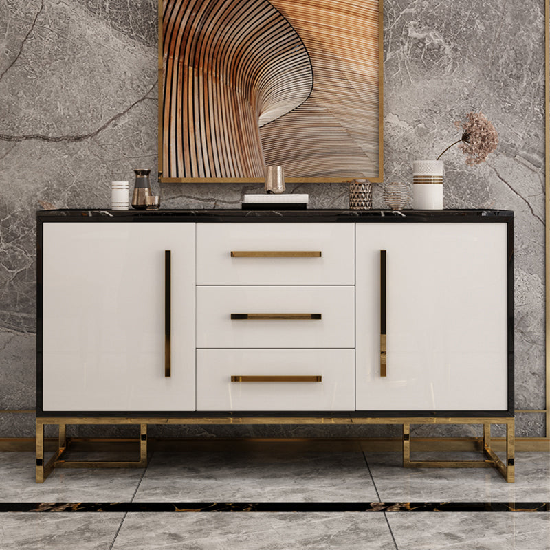 Artificial Wood Dining Room Sideboard Cabinet Glam Credenza with Drawer and Storage