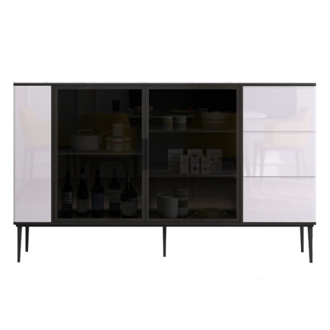 3-Drawer Engineered Wood Sideboard Modern Adjustable Shelving Credenza