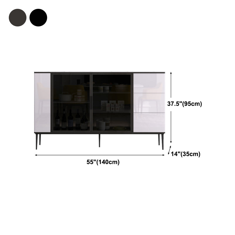 3-Drawer Engineered Wood Sideboard Modern Adjustable Shelving Credenza