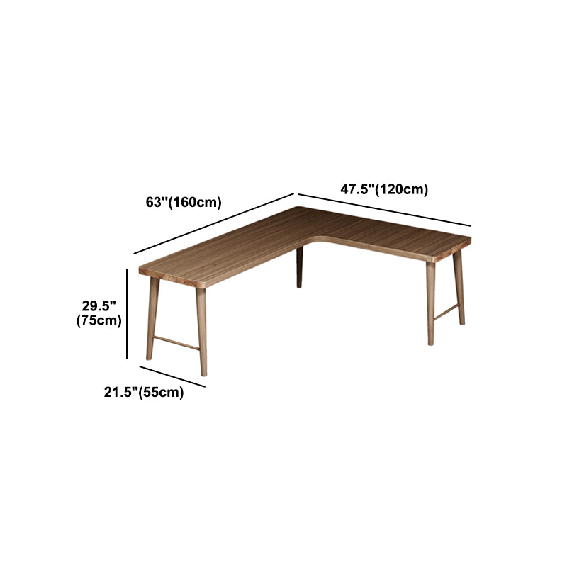 Modern Style Wooden Office Desk L-Shaped Brown Writing Desk for Home