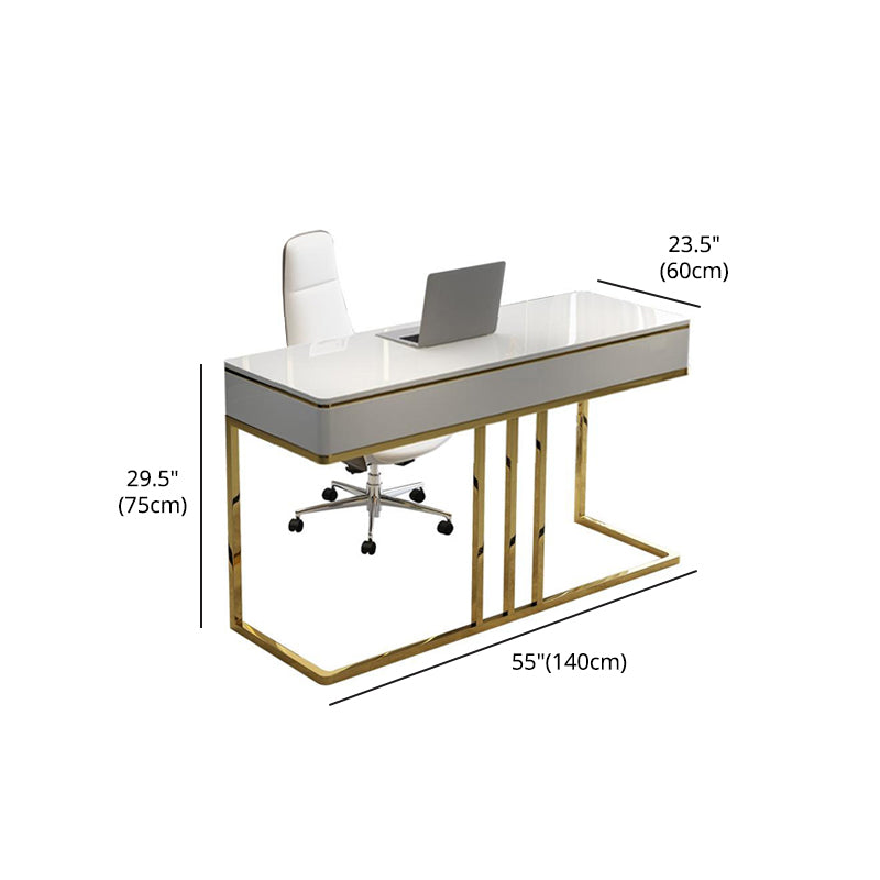 Glam Style Pedestal Writing Desk Curved 1-drawer Office Desk