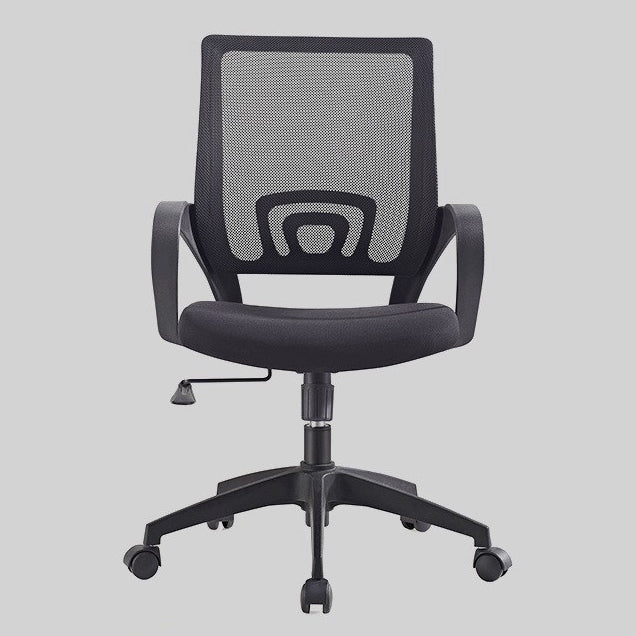 Middle Back Office Chair Fixed Arm Office Chair with Gauze Sponge Cushion