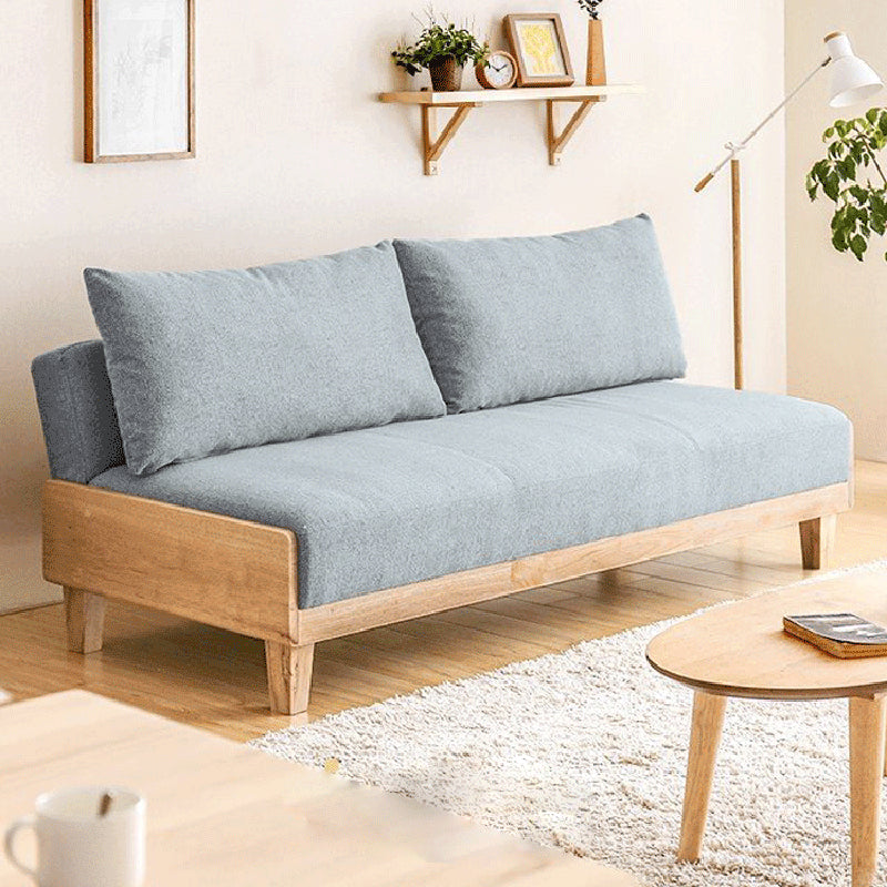 Linen Modern Armless Sofa Wooden Sleeper Sofa for Living Room, Apartment