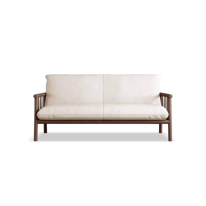 Linen Contemporary Square Arm Sofa Wooden Standard Sofa for Living Room, Apartment