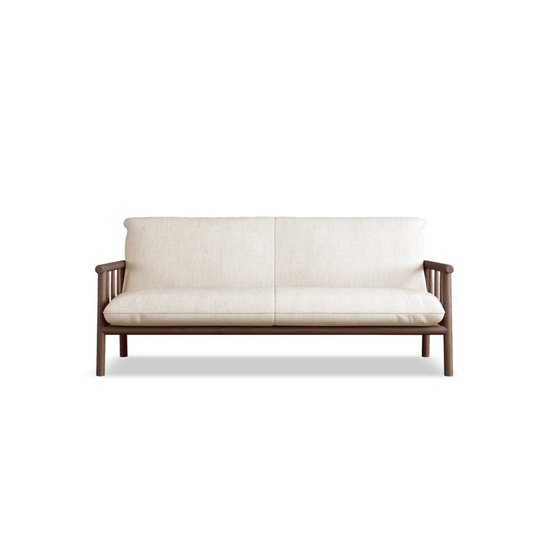 Linen Contemporary Square Arm Sofa Wooden Standard Sofa for Living Room, Apartment