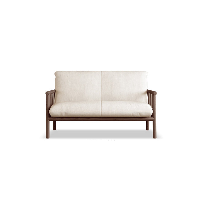 Linen Contemporary Square Arm Sofa Wooden Standard Sofa for Living Room, Apartment