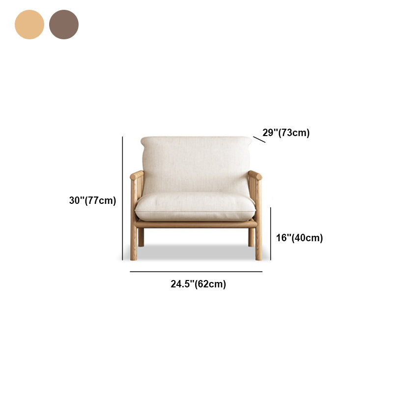 Linen Contemporary Square Arm Sofa Wooden Standard Sofa for Living Room, Apartment