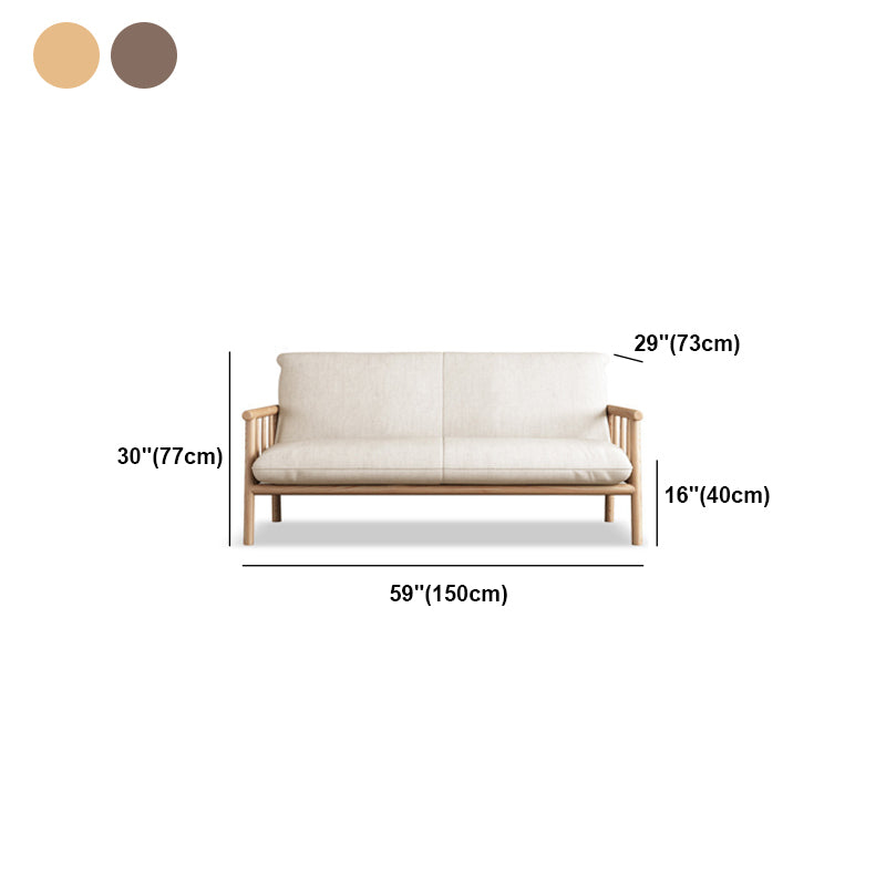 Linen Contemporary Square Arm Sofa Wooden Standard Sofa for Living Room, Apartment