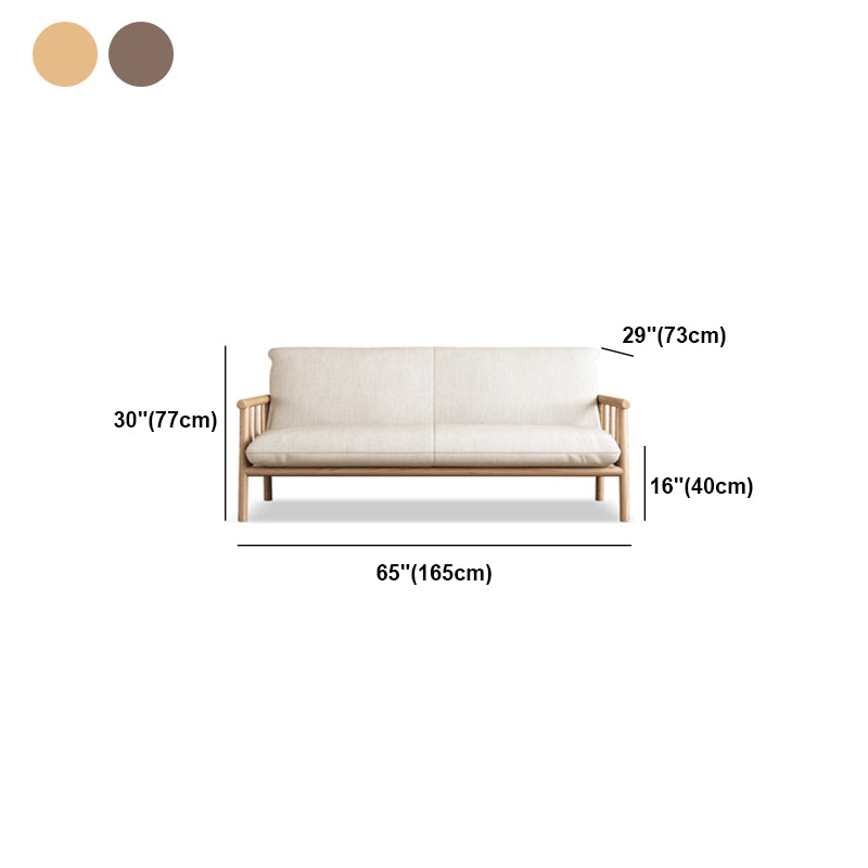 Linen Contemporary Square Arm Sofa Wooden Standard Sofa for Living Room, Apartment