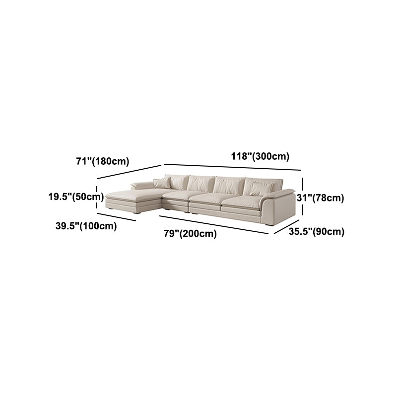 Nordic Sectional Latex Upholstery Filled Leather/flannelette Beige Sofa