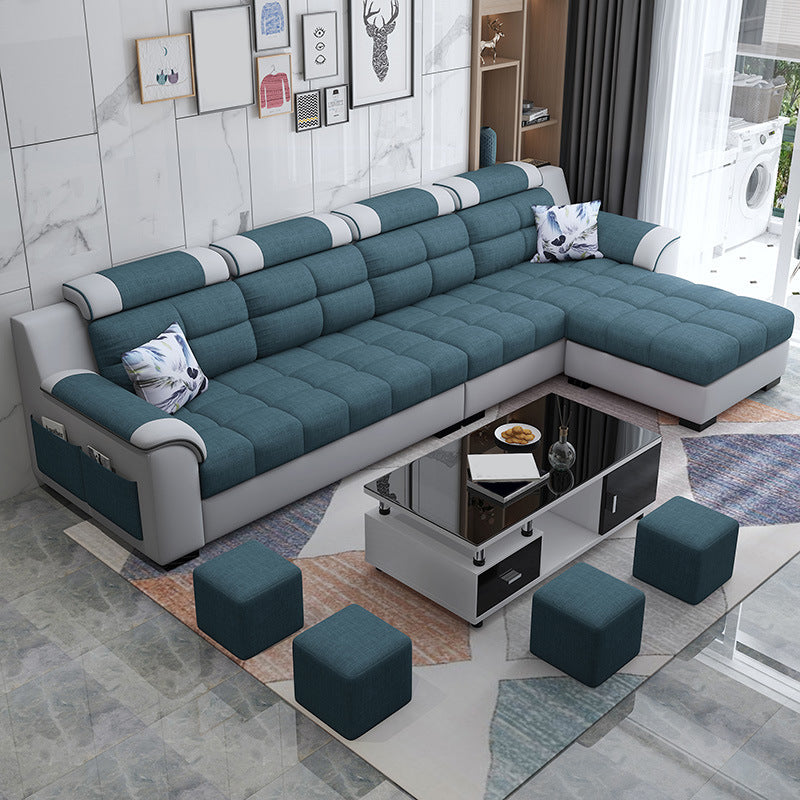 Sewn Pillow Back Sofa with Ottoman Included and Storage for Four People