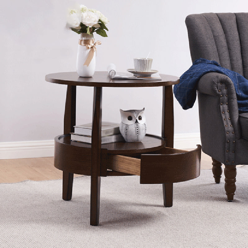 French Country Style Cocktail Table Wood/dark Coffee/walnut Solid Wood Round Coffee Table