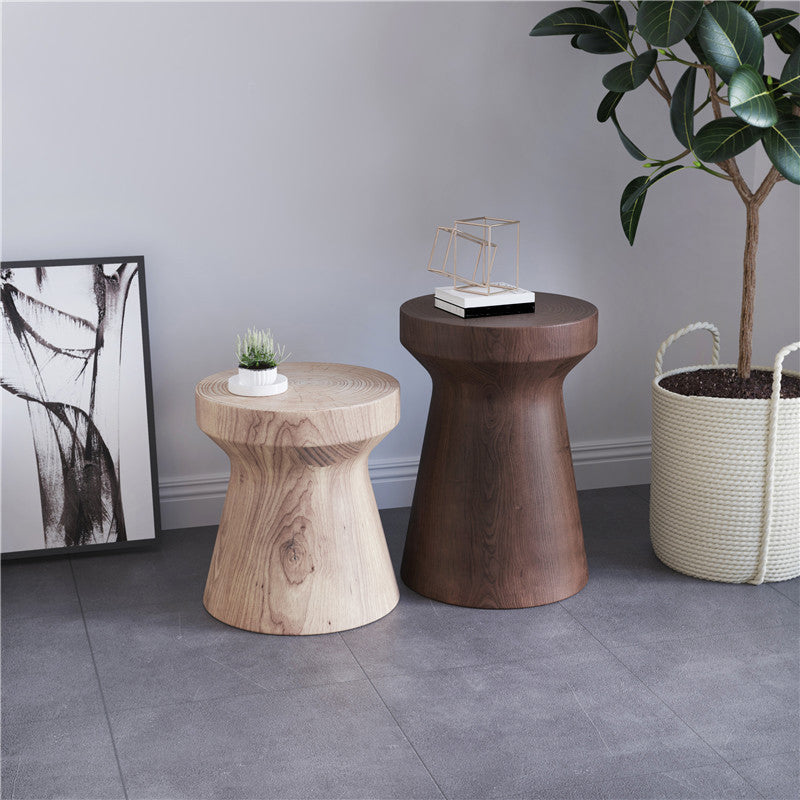 Pedestal End Table Natural/brown Round Wood Side End Table for Living Room