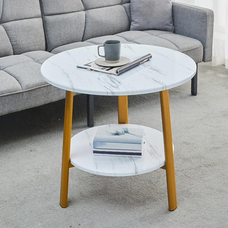 3 Legs Base Design Cocktail Table Brown/white/black Wood-paneled Round Coffee Table