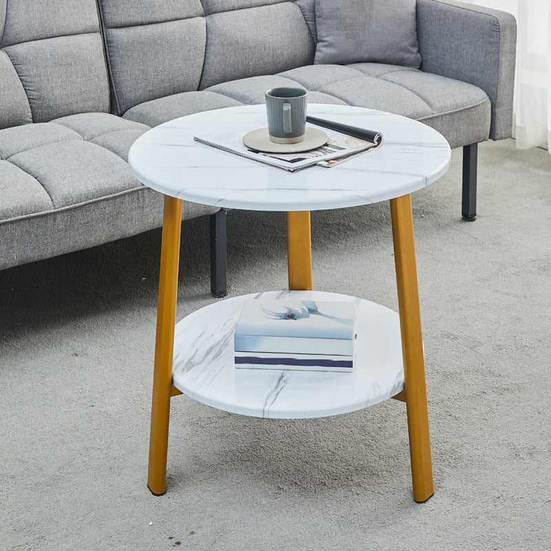 3 Legs Base Design Cocktail Table Brown/white/black Wood-paneled Round Coffee Table