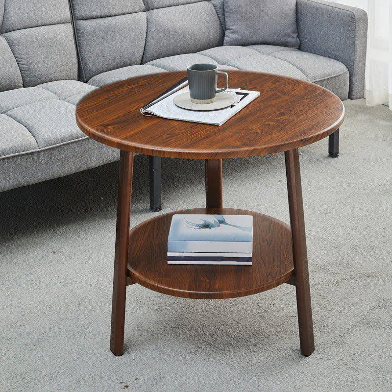 3 Legs Base Design Cocktail Table Brown/white/black Wood-paneled Round Coffee Table