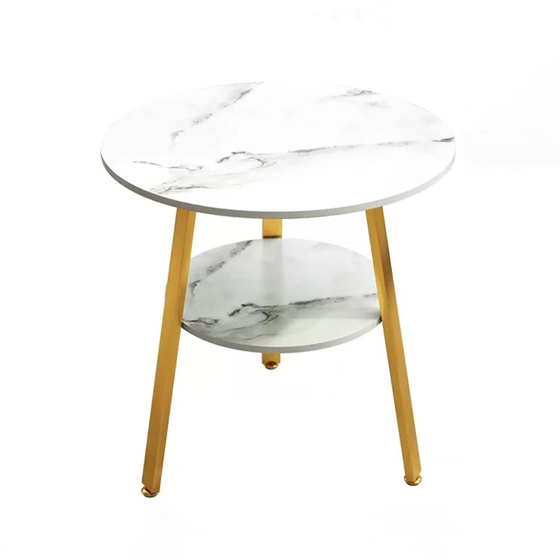 3 Legs Base Design Cocktail Table Brown/white/black Wood-paneled Round Coffee Table